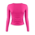 thumbnail image 4 of WTOBBY Women's Fashion White Color Blocking Round Neck Long Sleeve T-Shirt Top, Casual Stylish Blouse for Ladies Comfortable and Simple Daily Wear,Hot Pink M, 4 of 4