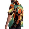 thumbnail image 3 of Retro Dog Men's Poplin Casual Printed Button Down Short Sleeve Summer Beach Shirts Unisex, 3 of 6
