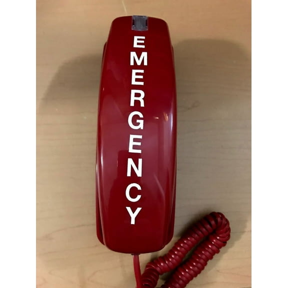 Trimstyle Emergency (Off-Hook Hotline Dialer) Wall/Desk Phone - Red