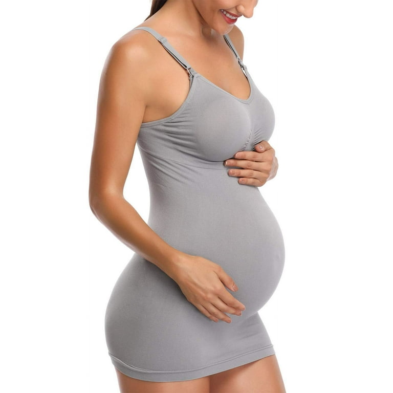 DAKIMOE Womens Nursing Tank Tops for Breastfeeding Maternity Camisoles with  Built in Bra Sleep Maternity Cami Bras Pack of 3