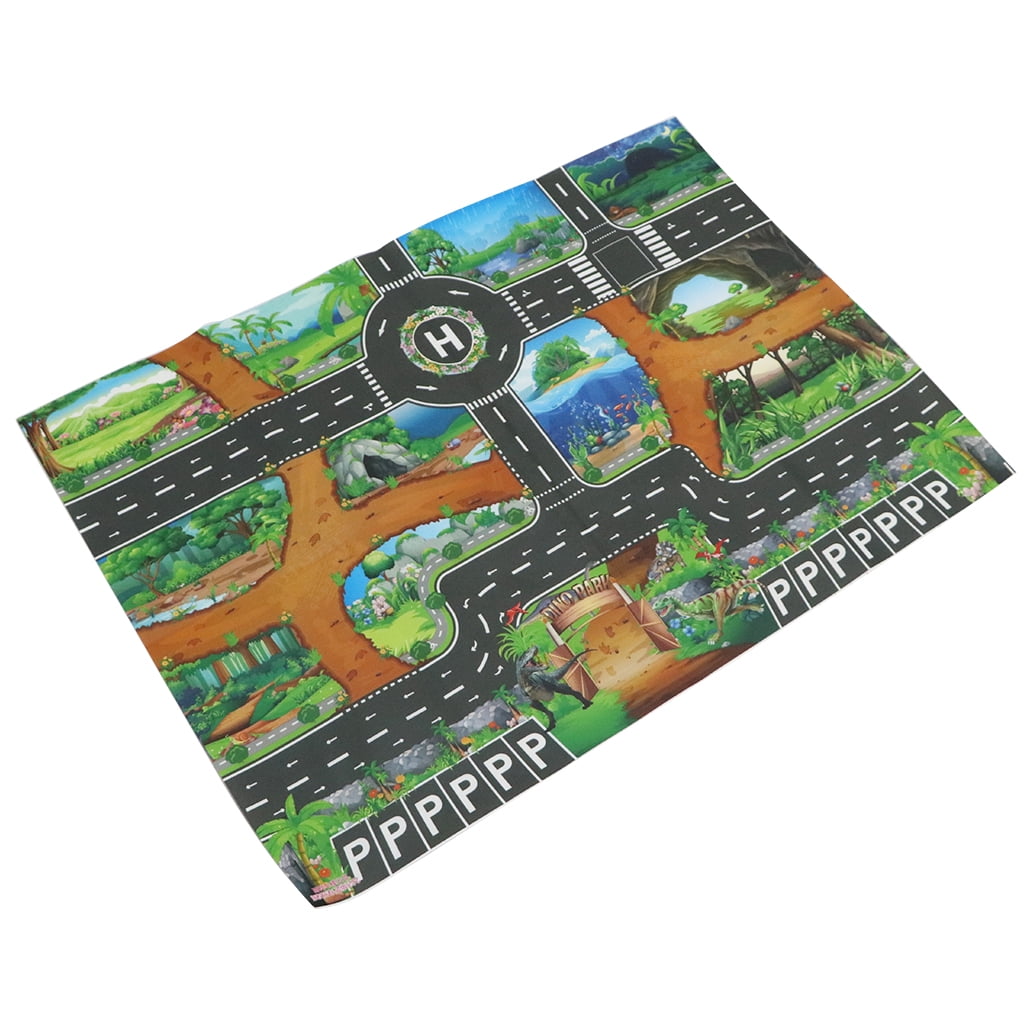 Traffic Road Play Mat Toy Fun Car Game Development Dinosaur World Carpet Rug 