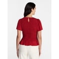 thumbnail image 4 of Time and Tru Women's Smocked Top with Short Puff Sleeves, Sizes XS-XXXL, 4 of 6