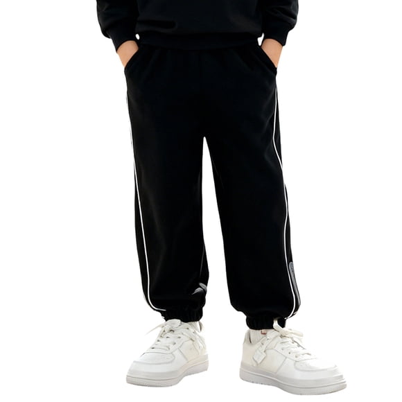RIJOPUTY Yoga Pants with Pockets Boys Sweat Pants Size 14-16 3t Pants for Boys Green Toddler Pants Boys Camo Sweatpants Soccer Clothes for 8-12 Baby, Black 12-13 Years