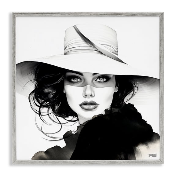 Stupell Industries Contemporary Intense Glam Gaze Gray Framed Giclee Art, 12 x 12, by RB