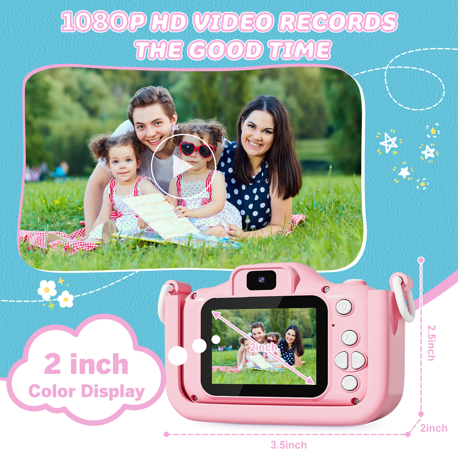 Inadays Kids Instant Print Digital Camera 1080P Pink Unicorn photo 2
