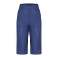 thumbnail image 5 of MLQIDK Royal Blue Yoga Capri Pants for Women Dressy Casual Yoga Leggings Elastic Waist Knee Length Leggings Trendy Summer Pedal Pushers with Pockets Royal Blue S, 5 of 7