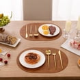 thumbnail image 5 of Vaukki Oval Vinyl Placemats Set of 6, Waterproof Faux Leather Table Mats, Heat Resistant Non Slip Wipeable for Dining Table, Brown, 5 of 12