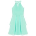 thumbnail image 6 of Aislor Kids Girls Halter Shiny Beaded Pleated Pageant Formal Birthday Wedding Flower Girls Dress, 6 of 7