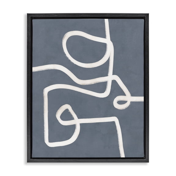 Stupell Industries Contemporary Free Line on Blue Black Floating Frame Canvas Art, 17 x 21, by Nina Blue