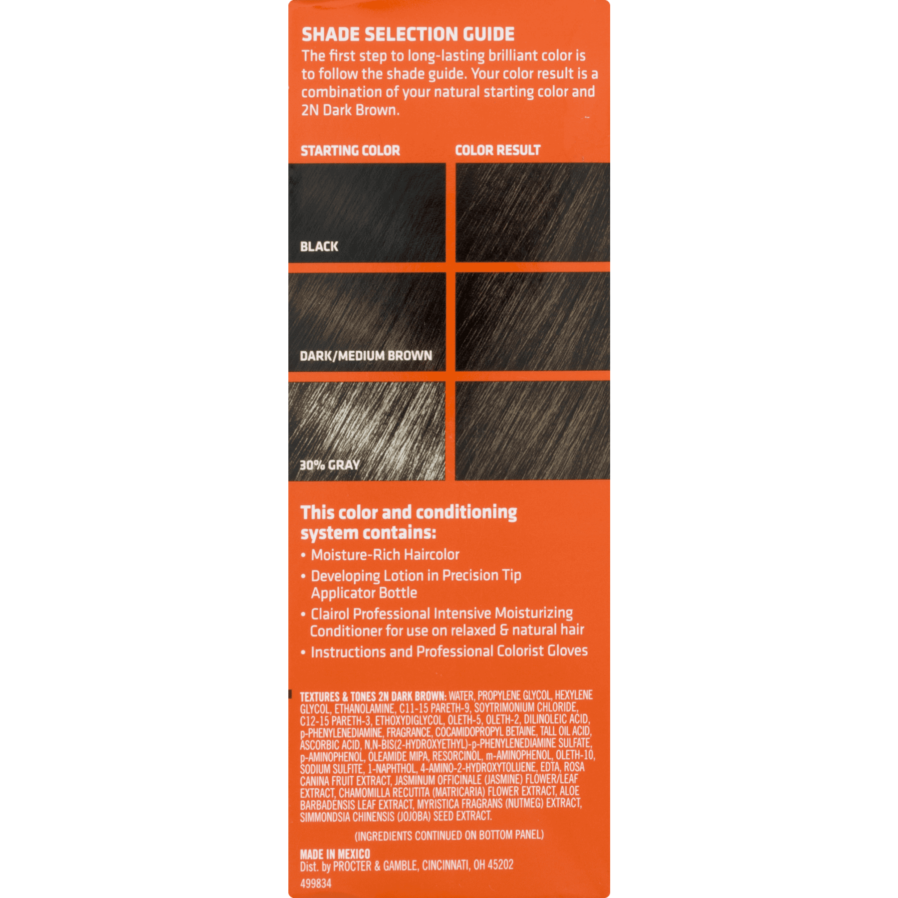 Clairol Textures & Tones 2N Dark Brown Permanent Moisture-Rich Haircolor, 1 application