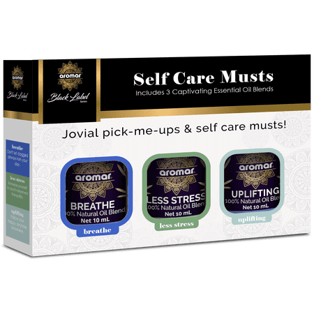 Aromar Black Label Series Essential Oil 3-Pack Aromatherapy Kit, 10 mL or 0.34 oz. Each (Self Care Musts)