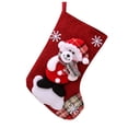 thumbnail image 2 of Christmas Bear Cloth Stocking Gift Bag – Medium 38cm (15in) Burlap-Style Stocking with Bear Embroidery – Candy Gift Bag Decor, 2 of 8