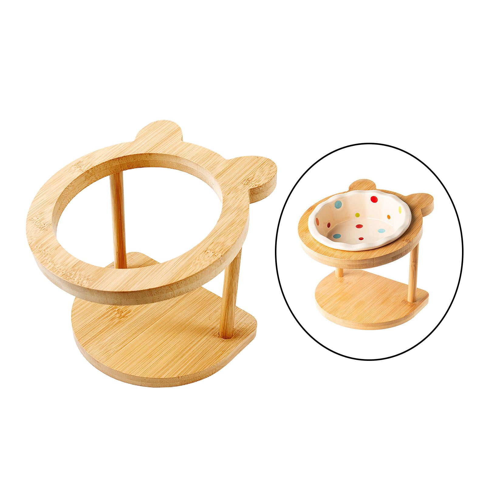 Raised Pet Bowls Wood Stand Pet Feeder Waterer Rack Single Wooden Pet Supplies Elevated Cat Bowls Stand Small Dog Bowls Stand for for Indoor B