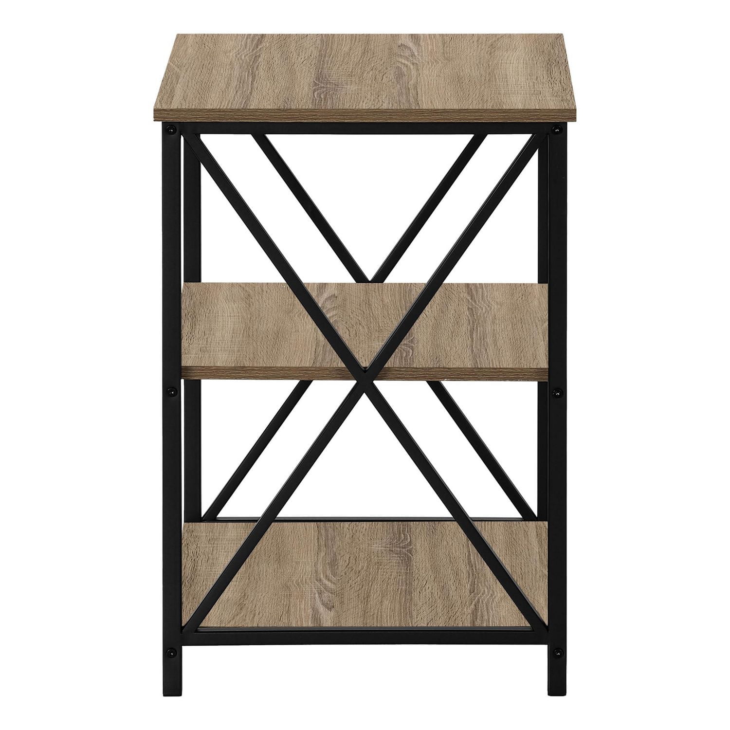 Monarch Specialties Accent Table, Side, End, Nightstand, Lamp, Living Room, Bedroom, Brown Laminate, Black Metal, Contemporary, Modern