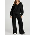thumbnail image 4 of DOKOTOO Sweatsuits for Women 2 Piece Outfits Oversized Casual V Neck Sweatshirt with Wide Leg Sweatpants Tracksuit Jogger Set, 4 of 8