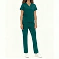 thumbnail image 4 of HOMBOM Womens Green Scrubs Short Sleeve V Neck Scrub Top and Pant Medical Modern Nursing Uniforms for Ladies Set, 4 of 7