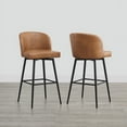 thumbnail image 2 of CHITA 30" Swivel Upholstered Counter Bar Stools with Back & Metal Legs Fabric in CloudSet of 4,Faux Leather in Cognac Brown, 2 of 8
