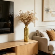 Hosley Plain 16 inch High, Decorative Gold Metal High Floor Vase