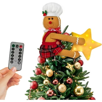 Gingerbread Man Plush Christmas Tree Topper | Stuffed Hugger Decor For Tree Top, Wine Bottle, Or Curtain