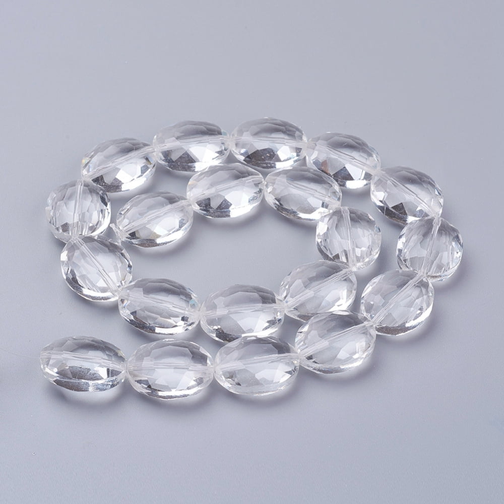 Glass Bead Strands Bead Strands Faceted Oval Clear 20x16x10mm Hole: 1mm about 20pcs/strand 15.7 inch