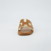Cushionaire Voyage Cutout Strap Slides for Women - Slip On Summer Flats, Comfortable and Trendy Vacation Style Sandals for Women