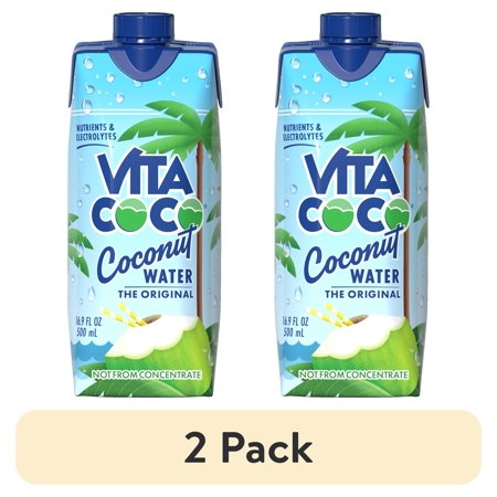 (2 pack) Vita Coco The Original Coconut Water, Nutrients & Electrolytes Rich, Pure, 16.9 fl oz Tetra