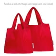 thumbnail image 3 of Wrapables Large & Small Foldable Tote Nylon Reusable Grocery Bags, Set of 2, Red, 3 of 7