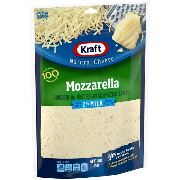 Kraft Reduced Fat Mozzarella Shredded Cheese, 14 oz Bag
