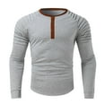 thumbnail image 3 of Baqcunre Long Sleeve Tee Shirts For Men Male Pleated Long Sleeve Stitching Raglan Sleeve Multi Retro Long Sleeve Shirt Polo Shirts For Men Tops For Men Grey XXL, 3 of 4