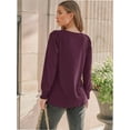 thumbnail image 4 of Womens Long Sleeve Tops Dressy Casual Shirts Pleated Crewneck Basic Blouses Fall Trendy Outfits, 4 of 6