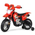 thumbnail image 1 of Costway 6V Kids Ride-On Motorcycle Electric Battery Powered Bike w/Training Wheels Green/Red, 1 of 10