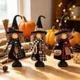 thumbnail image 6 of 3 Pcs Halloween Witch Table Decorations, Halloween Wooden Witch Figurine, Rustic Tabletop Witch Decor, Plaid Witch Ornament, Farmhouse Shelf Display Mantel Holiday Party Decoration,Coffee, 6 of 6