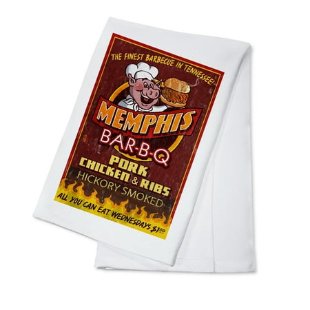 Memphis, Tennesseee - Barbecue Vintage Sign - Lantern Press Artwork (100% Cotton Kitchen