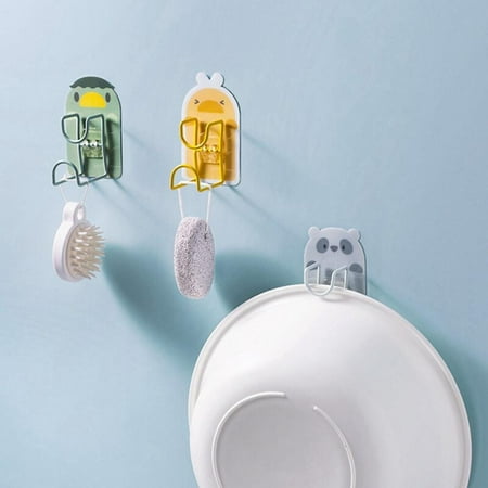 

Merotable Cartoon Stainless Steel Washbasin Rack Saving Space Wall-Mounted Bathroom Basin Hanging Hooks No Drilling Storage Racks