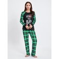 thumbnail image 4 of Acuteok Family Matching Christmas Pajamas, Elf Letter Print Long-Sleeved Tops + Plaid Pattern Trousers Glow at Night Sleepwear, 4 of 10
