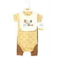 thumbnail image 2 of Hudson Baby Cotton Bodysuit, Pant and Bib Set, Kind Human, Newborn, 2 of 5