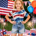 thumbnail image 6 of CCRFTGI Usa Flag Shirts for Child Boys Girls Size 7 Patriotic 4th Of July Cute Tops American Flag Stars Striped Tshirt Red White and Blue Summer Tops Festival T-Shirts Royal Blue 5-6 Years, 6 of 6