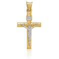 thumbnail image 5 of 14K Solid Two Tone Gold Lord Jesus Christ Crucifix Holy Cross Necklace Religious Chain Pendant Charm with chain 16inch, 5 of 11