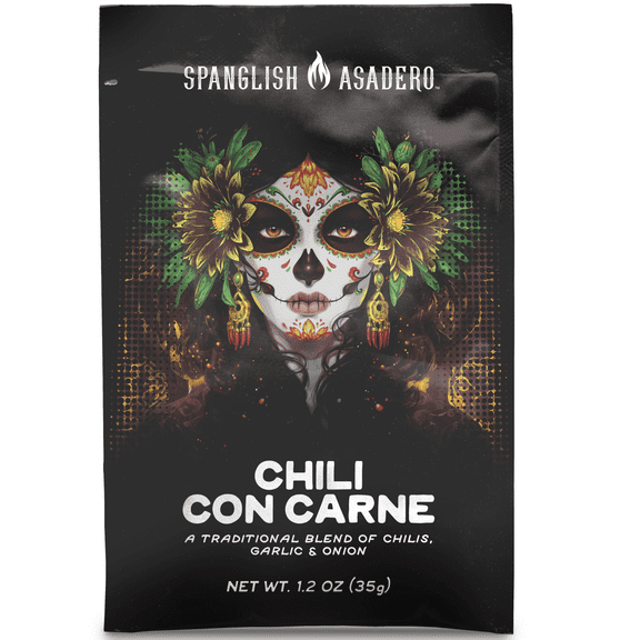 Spanglish Asadero Chili Con Carne Seasoning Blend with Chilis, Garlic, and Onion, 1.2 oz Packet