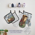 thumbnail image 5 of Ryvnso Watercolor Winter Village Bell Kitchen Apron Oven Mitts Set Pot Holders, 5 of 6