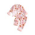 thumbnail image 2 of RUINIXCW Kids Toddler Baby Girl Halloween Silk Stain Pajamas Set Fall Sleepwear Ghost Print Fur Cuffs Long Sleeve Button Down Shirt and Pants Set Homewear Loungewear 1-8 Years, 2 of 9