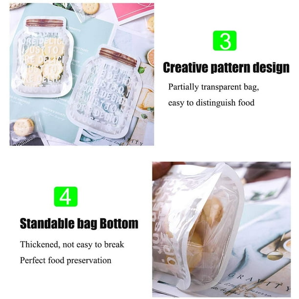 Printed Reusable Zip Lock Bags / Mason Jar Bags / Nut Bags