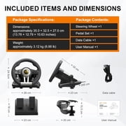 PXN V3 Racing Wheel, 180° Steering Wheel with Linear Pedals and Paddle Shifters, Compatible with Xbox Series X|S, PC, PS4 and Nintendo Switch, Black