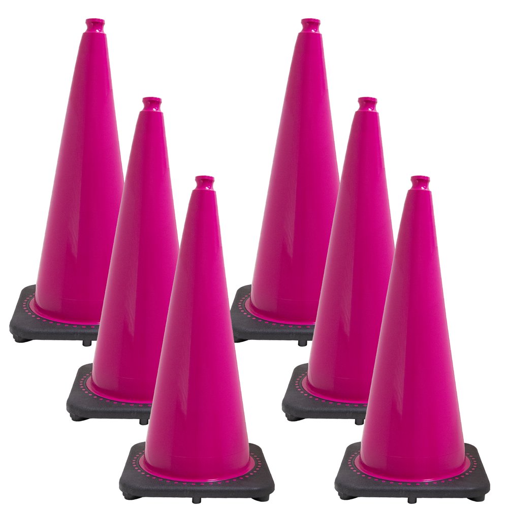 Mr. Chain 975256 Safety Pink 28" JBC Traffic Cones 6 Pack Walmart