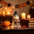 thumbnail image 5 of JVBTVB Acrylic Ghost Ornament Halloween Tabletop Decor Cute Blue Floral Ghost Figurine with Pumpkin Bucket for Mantel Shelf Fall Home Party Display, 5 of 6