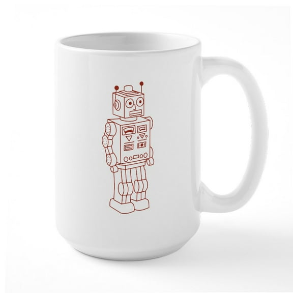 CafePress - Vintage Robot Mugs - 15 oz Ceramic Large White Novelty Mug