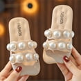 thumbnail image 4 of Nygoyerh Kid Girl Big Pearl Slippers Princess Sweet Non-Slip Summer Beach Shoes Flat Slippers, 4 of 6