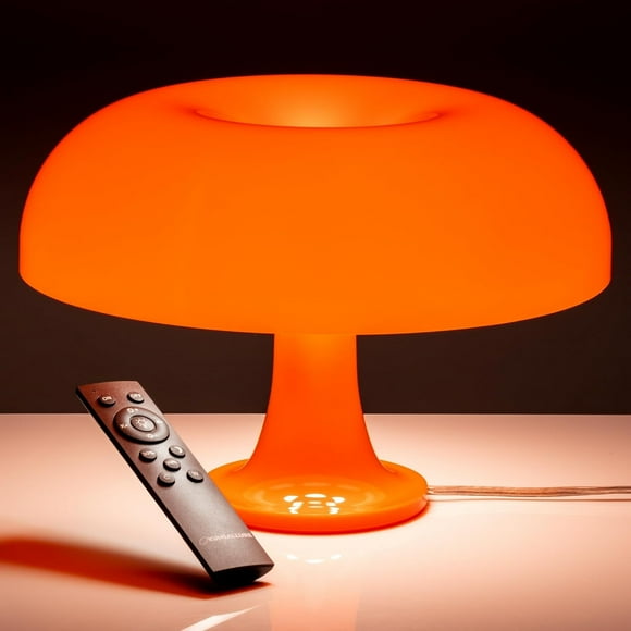 Orange Mushroom Lamp - Retro Nesso Table Lamp with Remote That Works Up to 65ft Away - Dimmable Orange Lamp - Mid-Century 70s Funky Lamp for Desk (Orange)