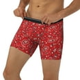 thumbnail image 3 of Salouo Red Paisley Floral Pattern Men's Boxer Briefs, Soft & Breathable Underwear Elastic Waistband Briefs for Men,1-Pack, 3 of 7