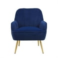 thumbnail image 6 of Velvet Accent Chair, Mid Century Single Sofa Chair with Gold Metal Legs, Upholstered Leisure Armchair with Channel Tufted Back, Comfy Barrel Chair Side Chair for Living Room Bedroom Office, Navy, 6 of 7
